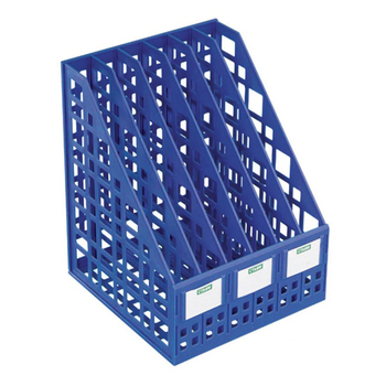 Лоток для бумаг вертикальный СТАММ, сборный, 6 отделений, синий - Полиграфия