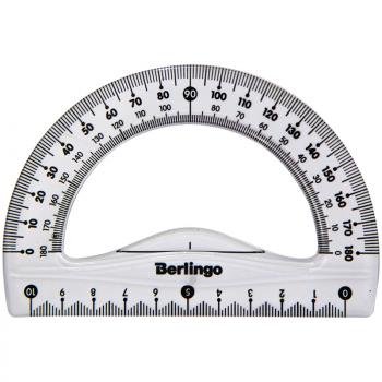 Транспортир 10см, 180° Berlingo "Spike", пластиковый, прозрачный, европодвес, 248755 - Полиграфия