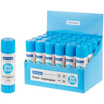 Клей-карандаш OfficeSpace, 25г, дисплей, ПВА, 277057 - Полиграфия