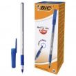 Ручка шариковая с грипом BIC «Round Stic Exact», СИНЯЯ, корпус серый, узел 0,7 мм, линия письма 0,28 мм, 141767 - Полиграфия
