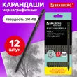 Карандаши чернографитные BRAUBERG НАБОР 12 шт., «Black Jack», 2Н-4В, без резинки, черные, дерево, заточенные, 180620 - Полиграфия