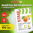 Папки-файлы перфорированные А4 STAFF «ЭКОНОМ», КОМПЛЕКТ 100 шт., матовые, 25 мкм, код 226828 - Полиграфия