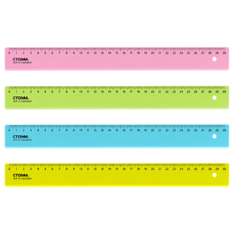 Линейка 30см СТАММ, пластиковая, прозрачная, неоновые цвета, ассорти, 010246 - Полиграфия