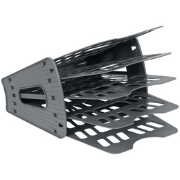 Лоток для бумаг веерный СТАММ, 5-ти секционный, серый, 075535 - Полиграфия