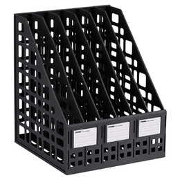 Лоток для бумаг вертикальный СТАММ, сборный, 6 отделений, черный, 098058 - Полиграфия