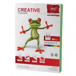 Бумага цветная CREATIVE color, А4, 80 г/м2, 100 л., интенсив зеленая, БИpr-100з - Полиграфия