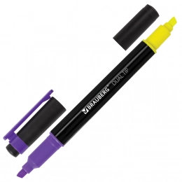 Текстовыделитель двусторонний BRAUBERG DUAL TIP, линия 1-4 мм, ОРАНЖЕВЫЙ, 150845  - Полиграфия