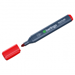 Маркер перманентный Berlingo "Multiline PE320" красный, пулевидный, трехгранный, 3мм, 312830 - Полиграфия