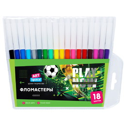 Фломастеры ArtSpace "Футбол", 18цв., ПВХ, европодвес, 353014 - Полиграфия