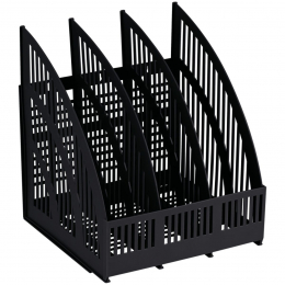 Лоток для бумаг вертикальный Стамм "Line", сборный, 3 отделения, черный - Полиграфия