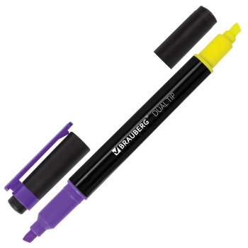 Текстовыделитель двусторонний BRAUBERG DUAL TIP, линия 1-4 мм, ОРАНЖЕВЫЙ, 150845  - Полиграфия