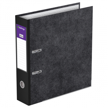 Папка-регистратор Berlingo "Standard", 70мм, мрамор, разборн., с карм. на кор., нижний метал. кант, черная,  182728 - Полиграфия