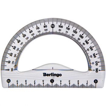 Транспортир 10см, 180° Berlingo "Spike", пластиковый, прозрачный, европодвес, 248755 - Полиграфия