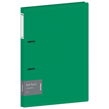 Папка на 2 кольцах Berlingo "Soft Touch", 24мм, 700мкм, зеленая, D-кольца, с внутр. карманом, 338216 - Полиграфия