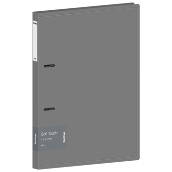 Папка на 2 кольцах Berlingo "Soft Touch", 24мм, 700мкм, серая, D-кольца, с внутр. карманом, 338218 - Полиграфия