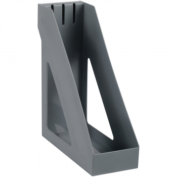 Лоток для бумаг вертикальный СТАММ "Базис", серый, ширина 100мм, 351505 - Полиграфия