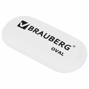 Ластик BRAUBERG «Oval», 55×23×10 мм, белый, овальный, код 222471 - Полиграфия
