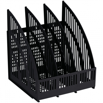 Лоток для бумаг вертикальный Стамм "Line", сборный, 3 отделения, черный - Полиграфия